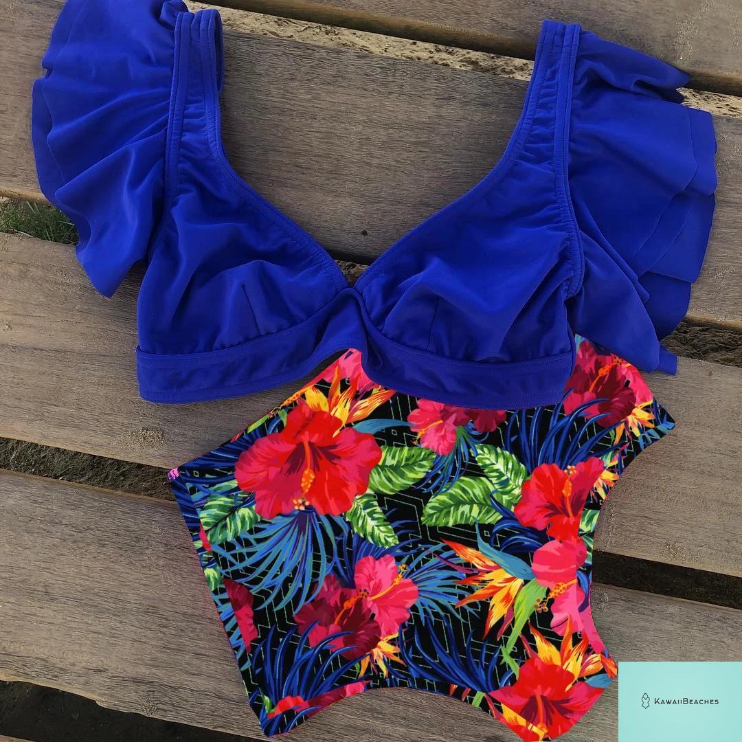 Kawaii Ruffle High Waist Bikini Set