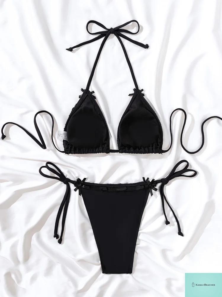 Solid Color Bandaged Bikini