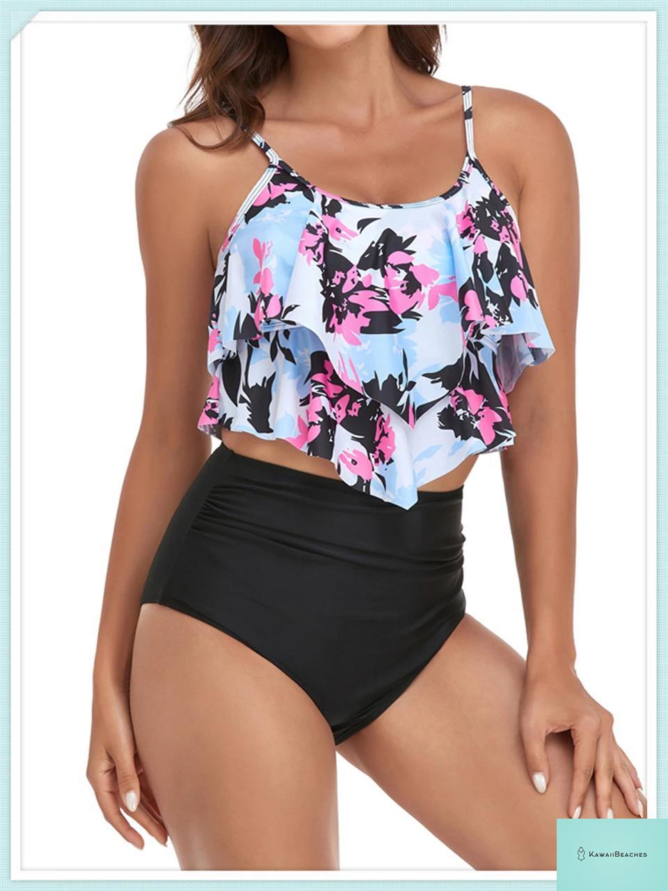 Ruffle Floral High Waist Bikini