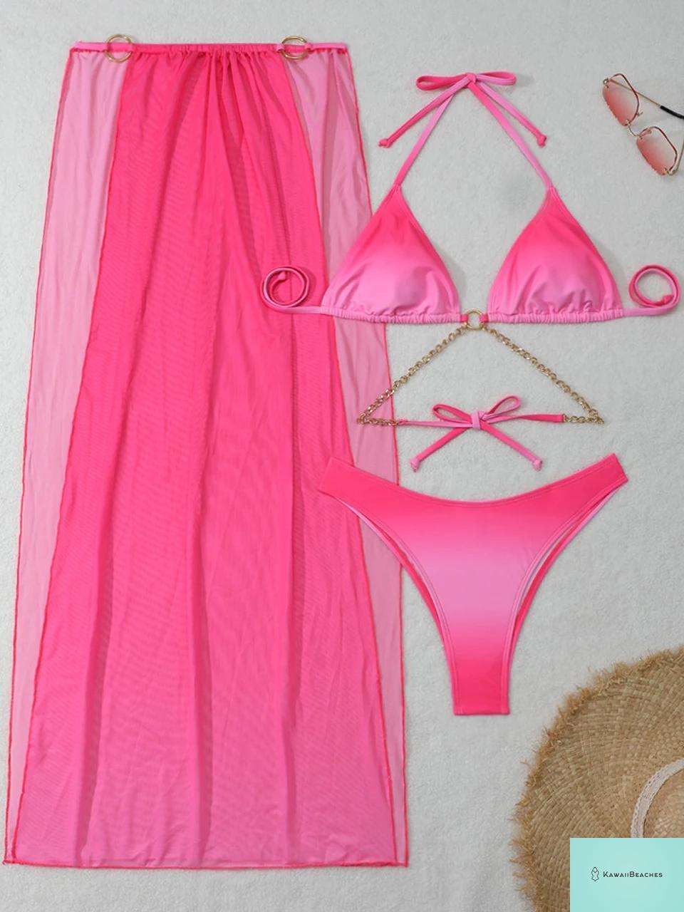 Womens Backless Beach Bikini Swimwear Set