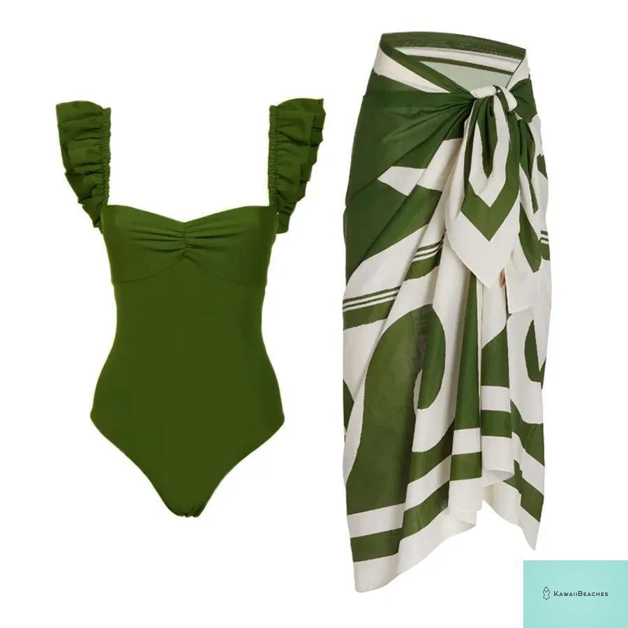 Floral Ruffle Push Up One Piece Swimsuit