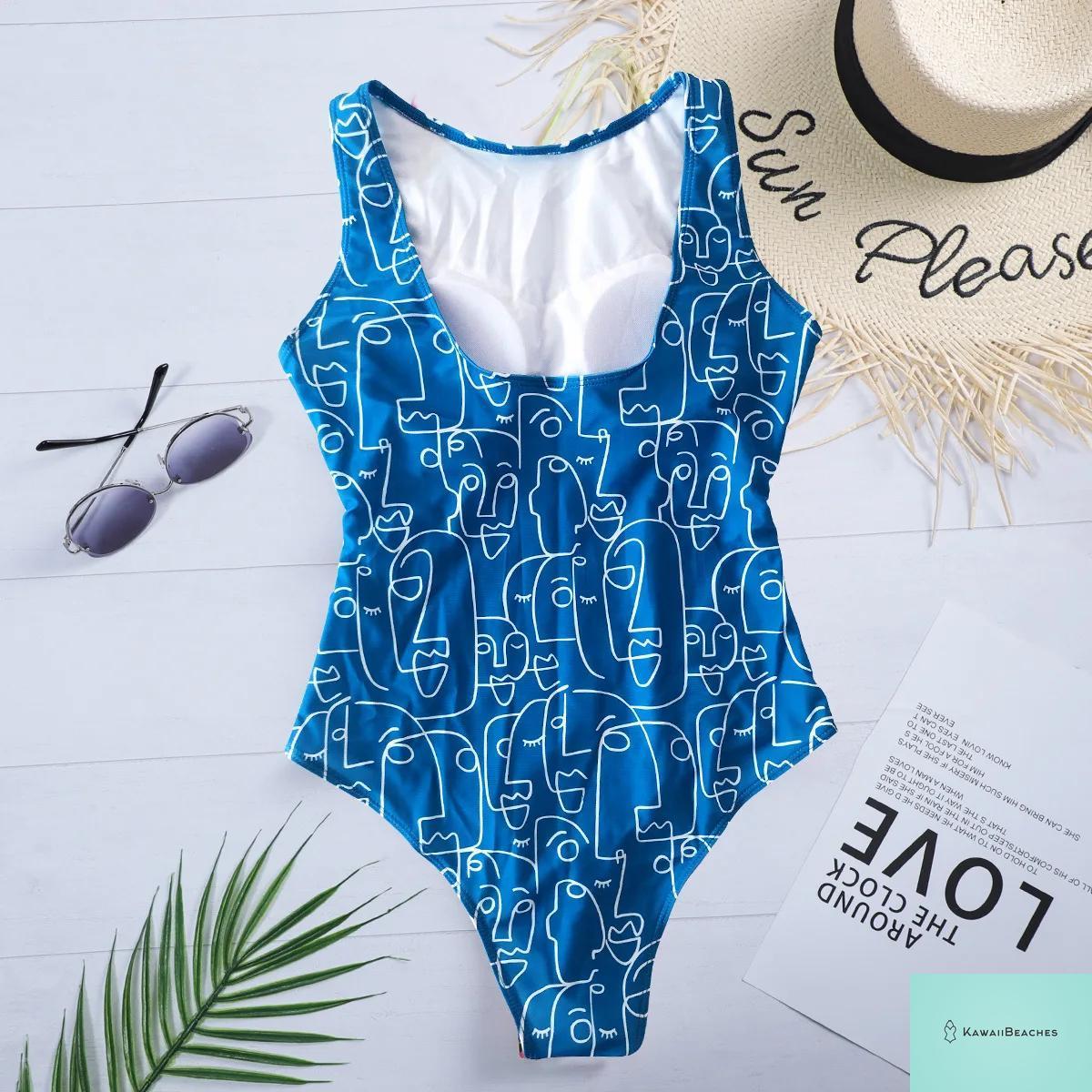 Striped Tropical Monokini Swimsuit for Women