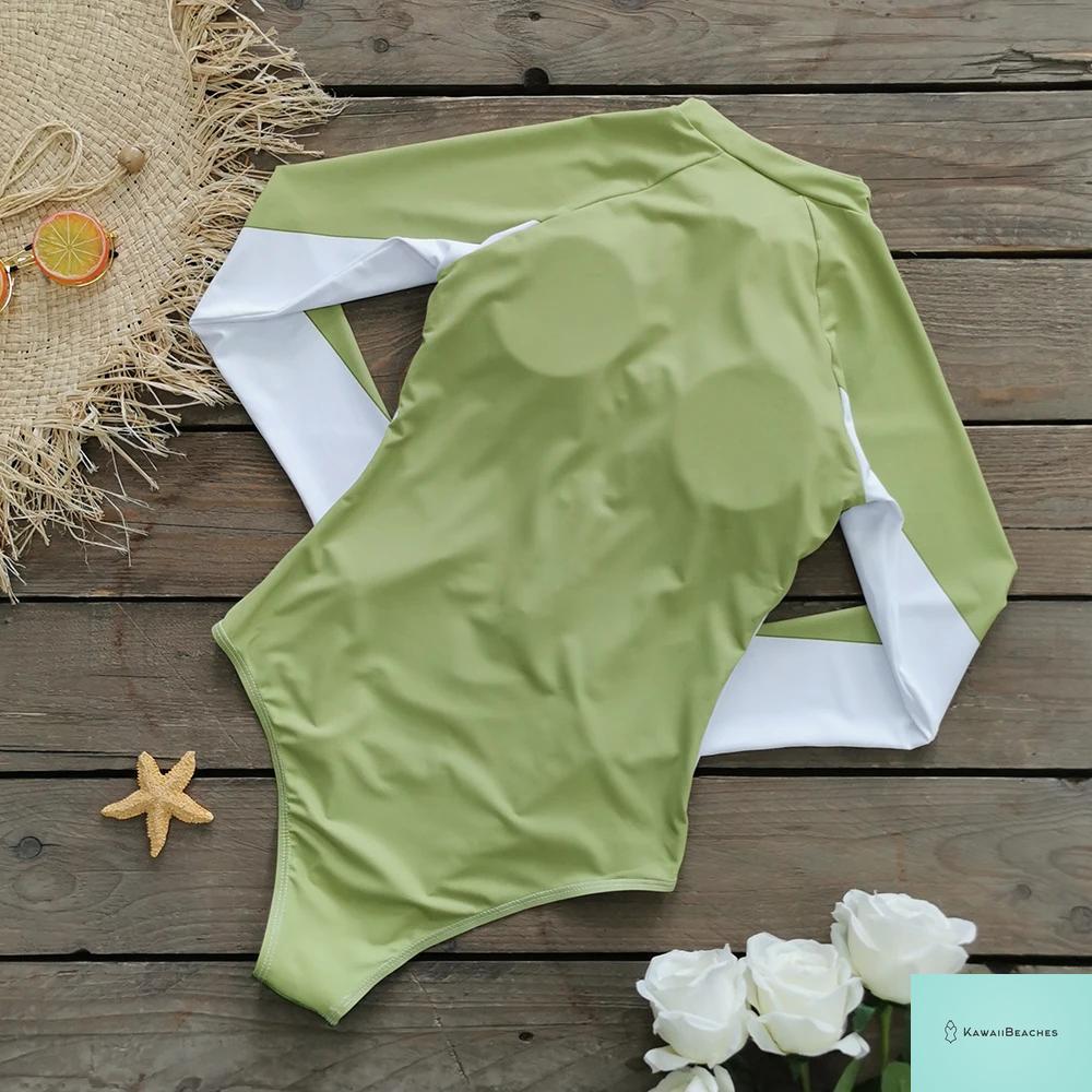 Womens Long Sleeve Surfing Swimsuit Monokini