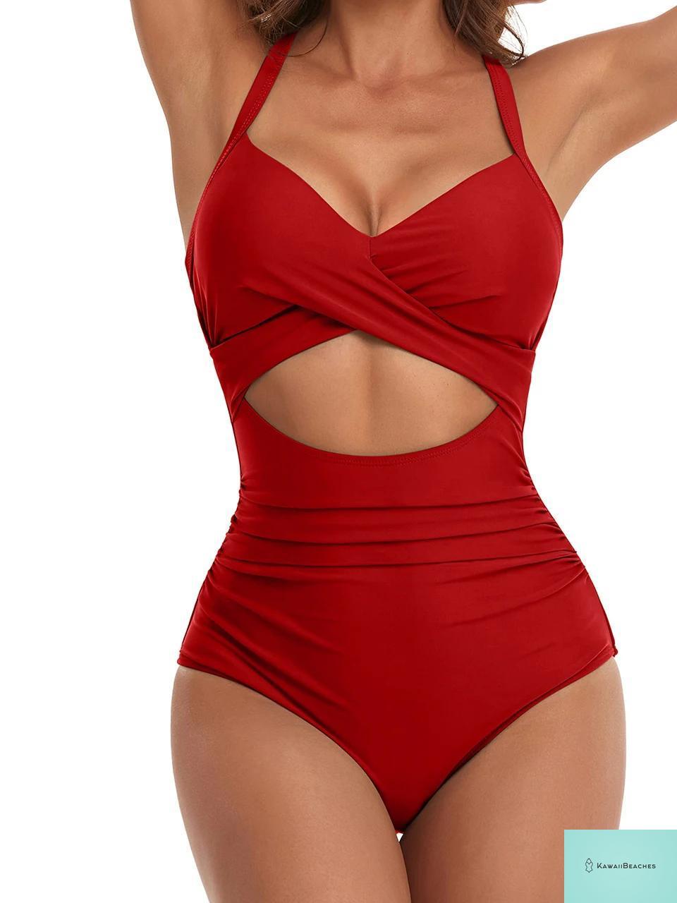 Lace-Up Hollow Out One Piece Swimsuit
