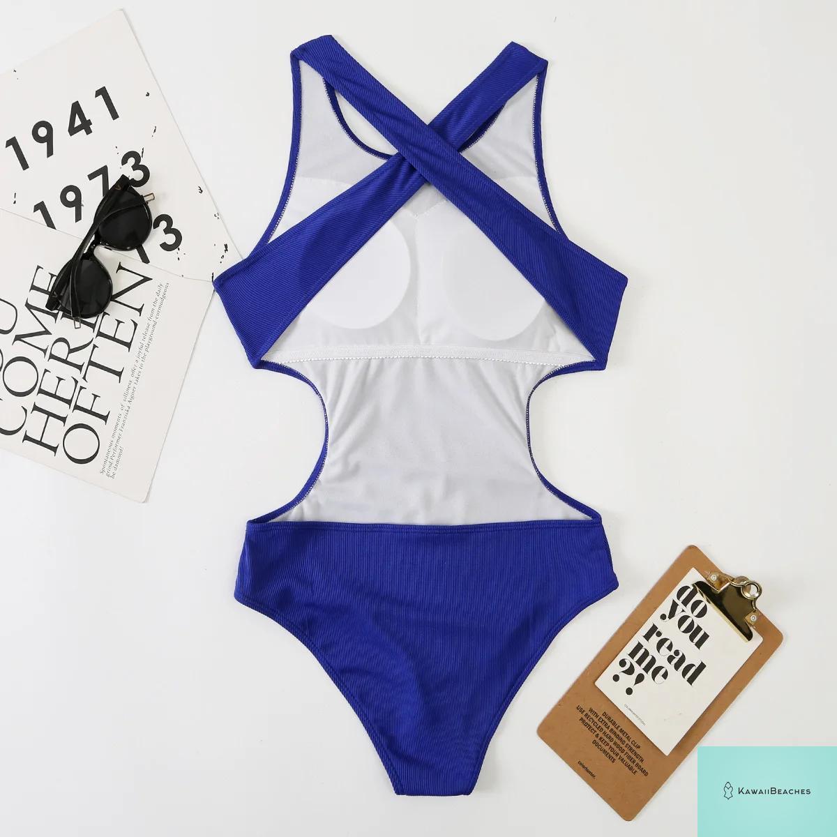 Striped Tropical Monokini Swimsuit for Women