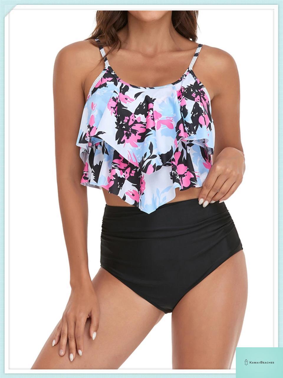 Ruffle Floral High Waist Bikini