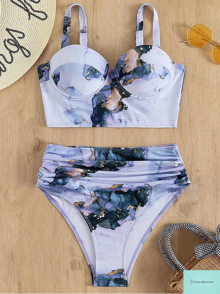 Kawaii Butterfly Print High Waist Bikini