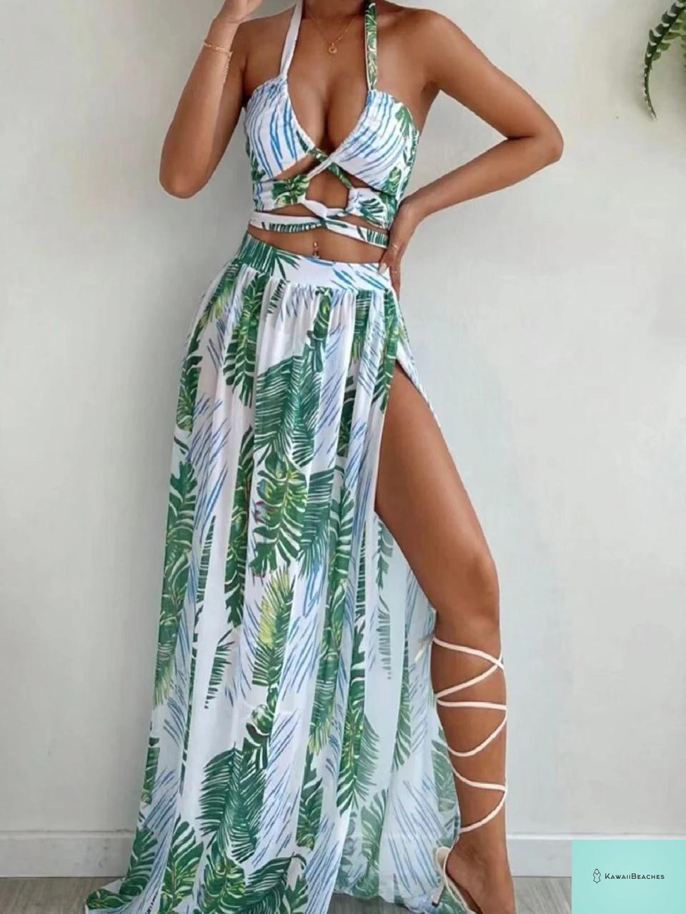 Womens Halter Bikini with Beach Dress