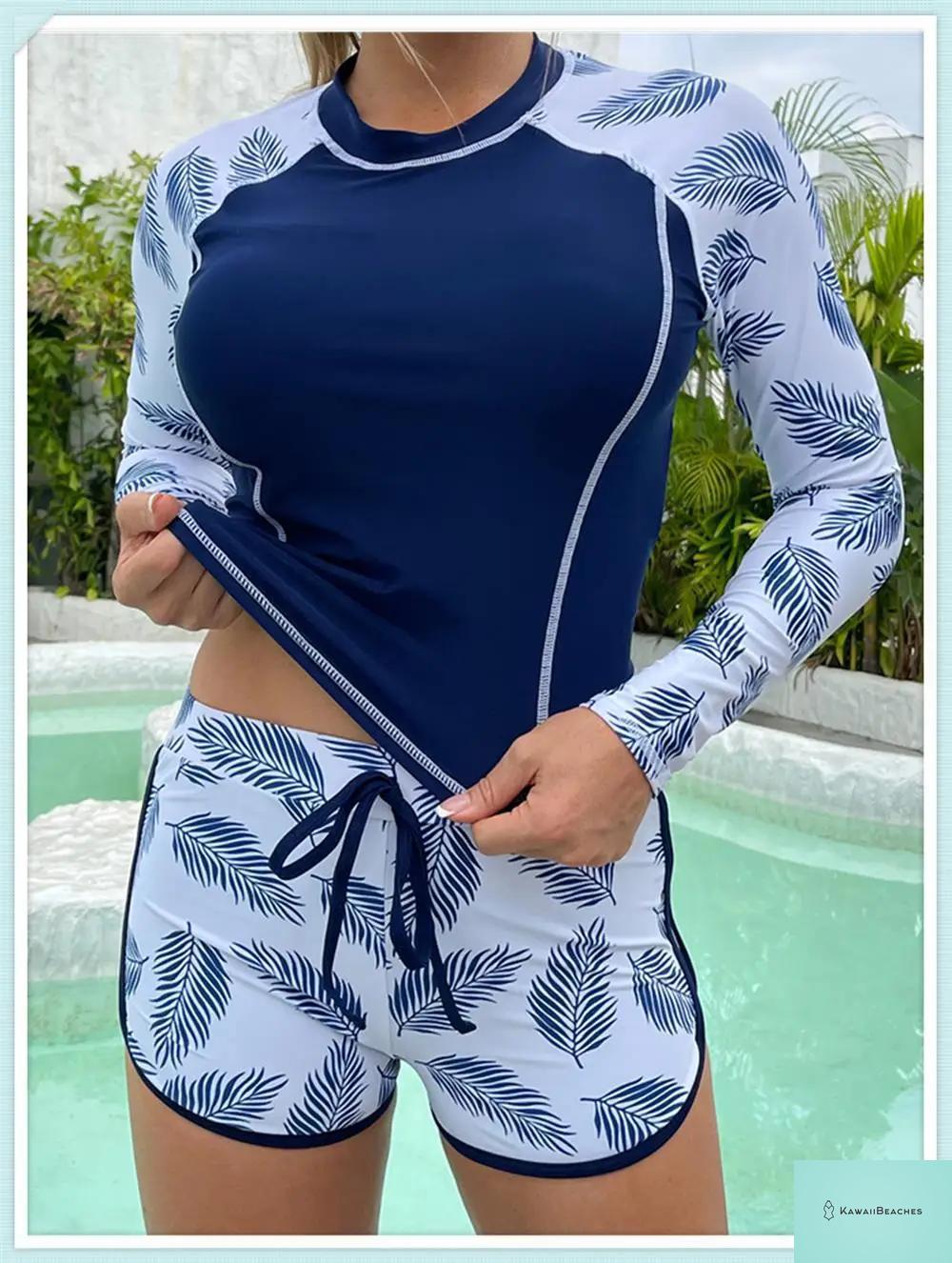 Tropical Long Sleeve Rashguard Swimsuit
