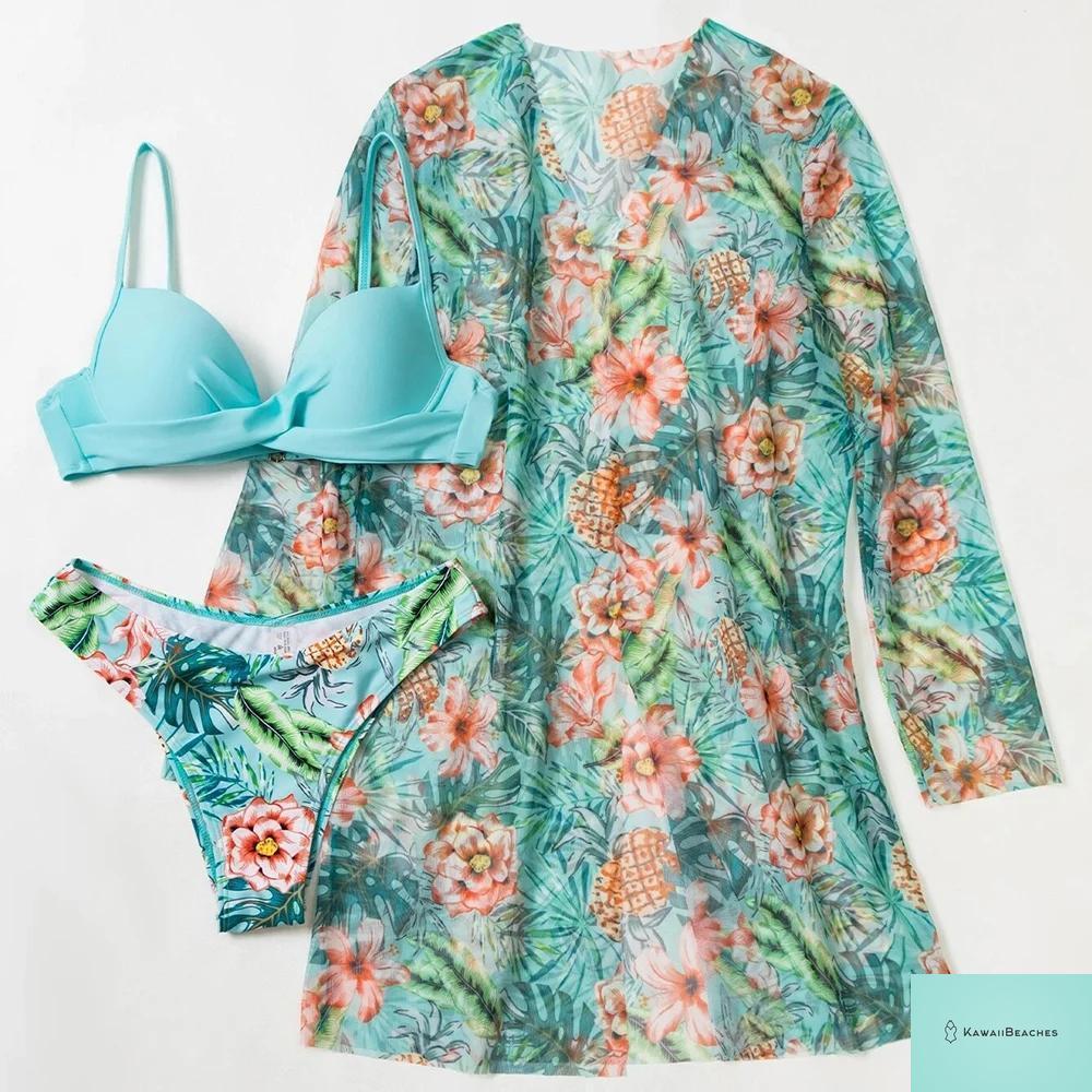 Womens 3 Piece Long Sleeve Swimsuit