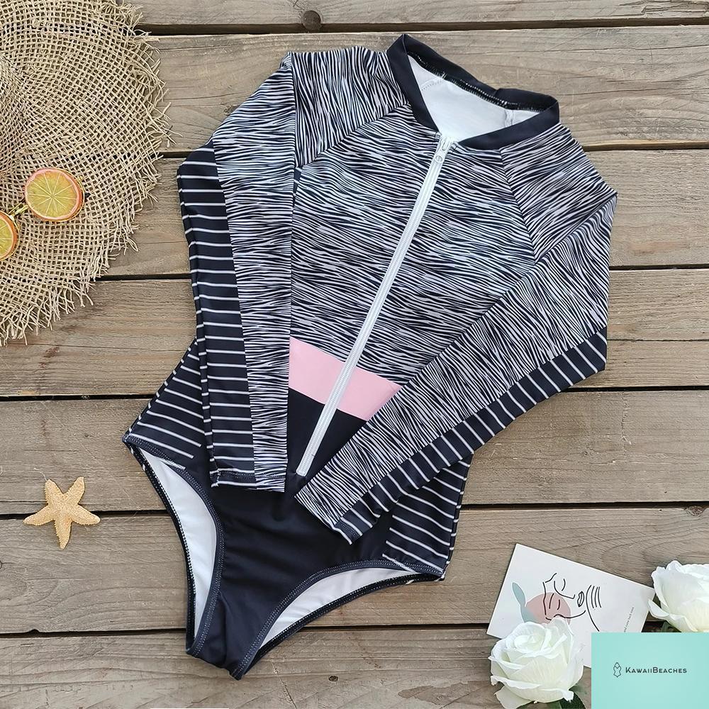 Womens Long Sleeve Surfing Swimsuit Monokini