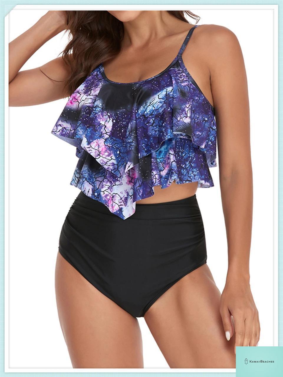 Ruffle Floral High Waist Bikini