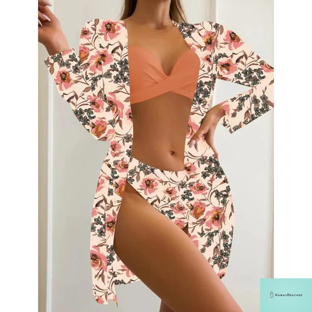 Womens 3 Piece Long Sleeve Swimsuit