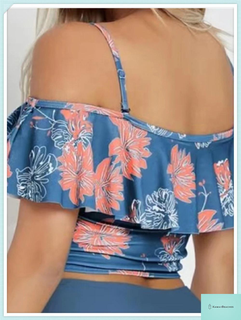 Ruffle Floral High Waist Bikini