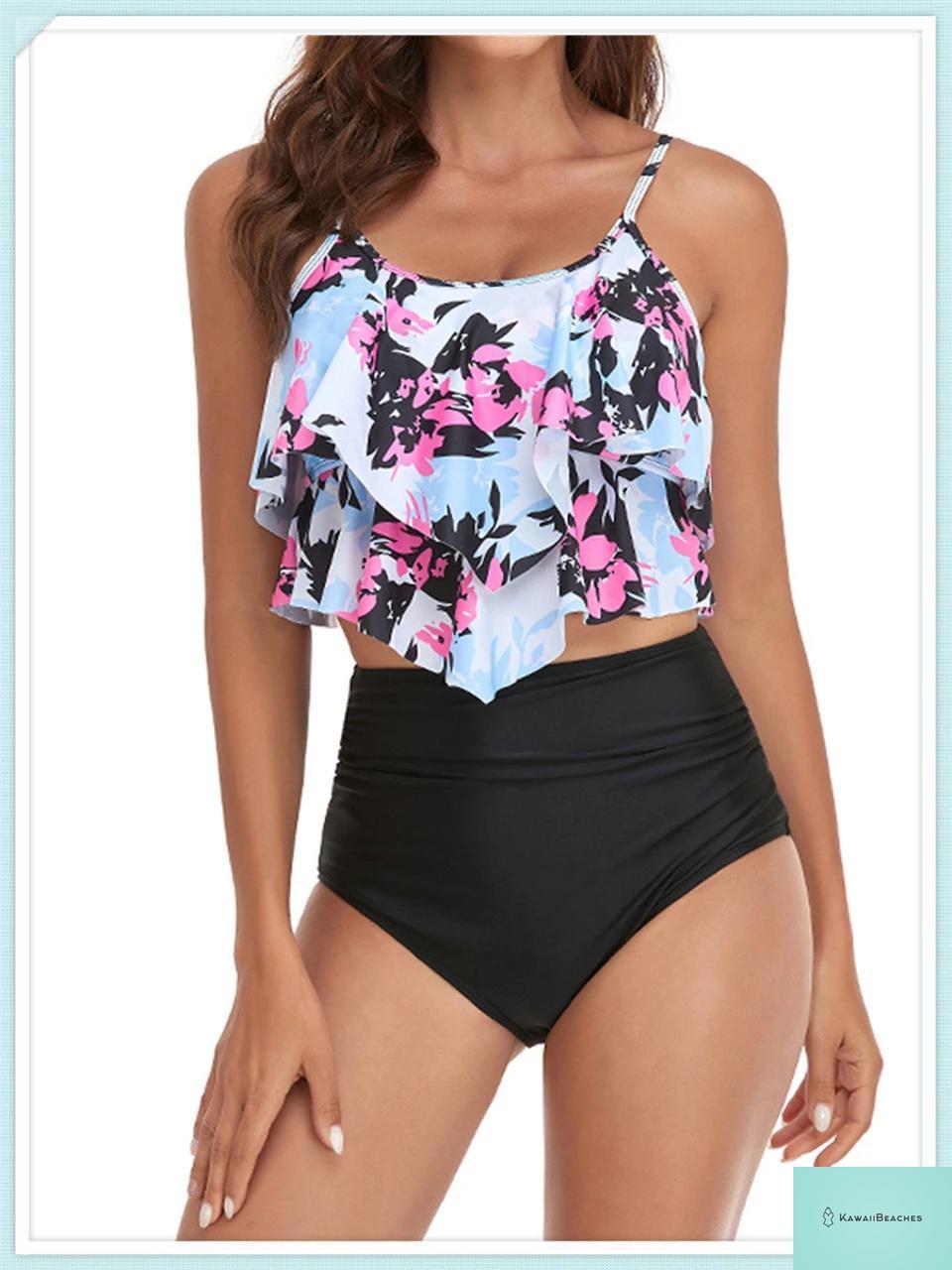 Ruffle Floral High Waist Bikini