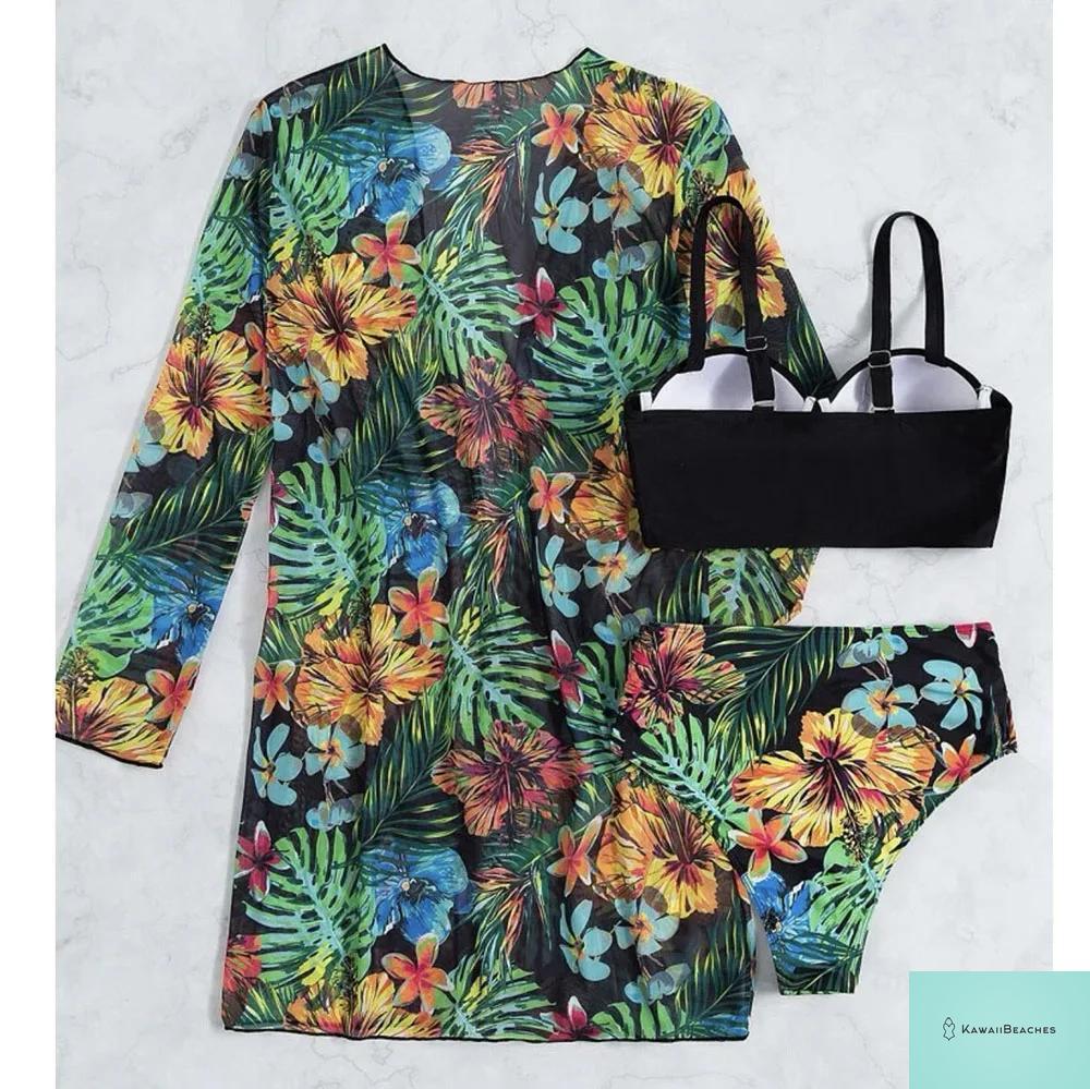 Womens 3 Piece Long Sleeve Swimsuit