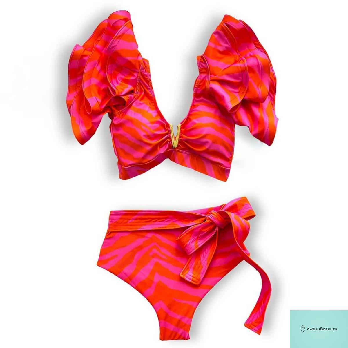 Floral Printed High Waist Bandage Bikini Set