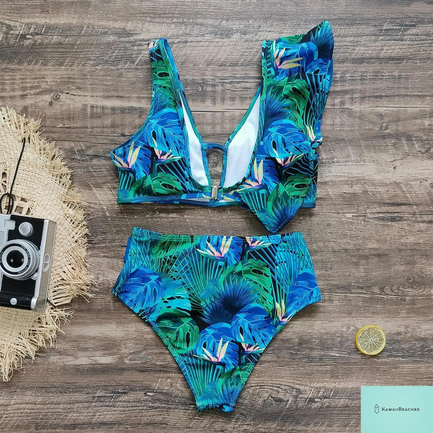 Floral Printed High Waist Bandage Bikini Set