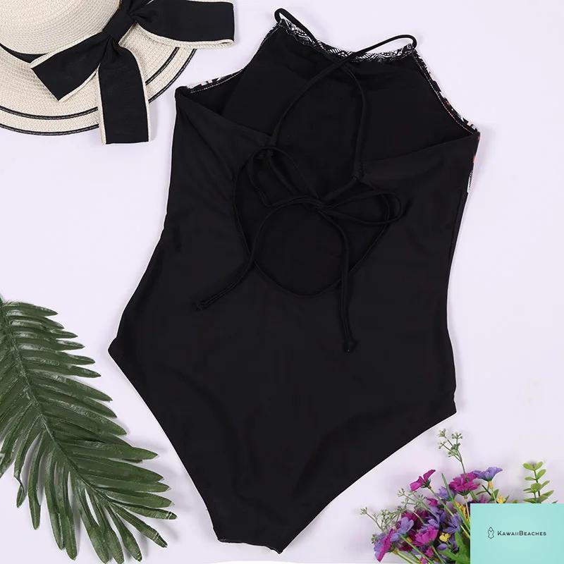 Striped Tropical Monokini Swimsuit for Women