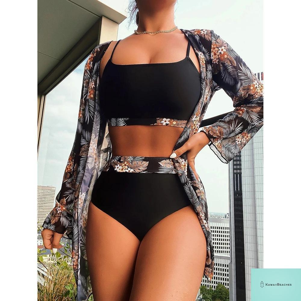 Womens 3 Piece Long Sleeve Swimsuit