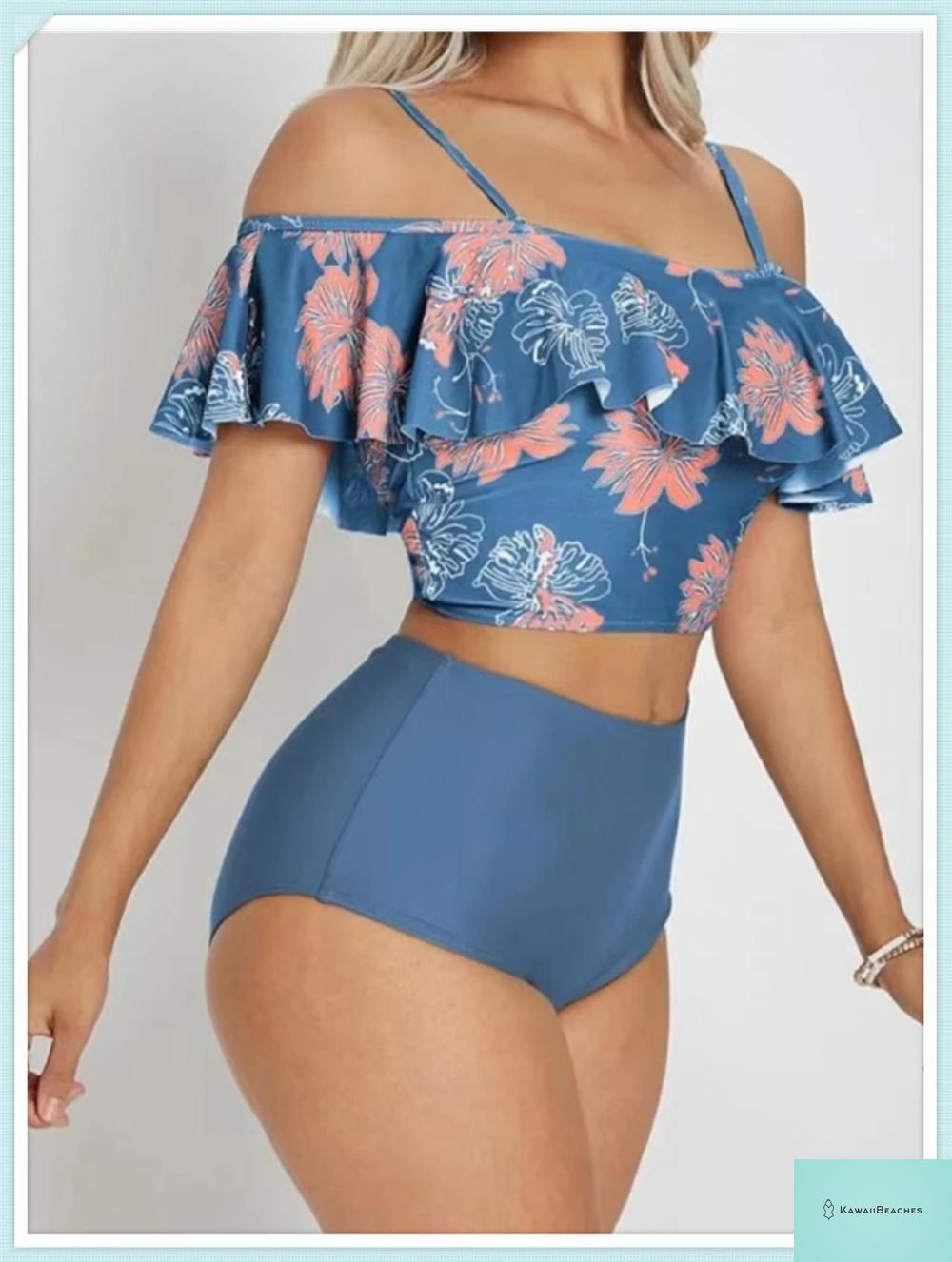 Ruffle Floral High Waist Bikini