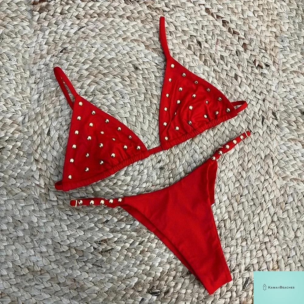 Stylish High Waist Golden Bikini Set