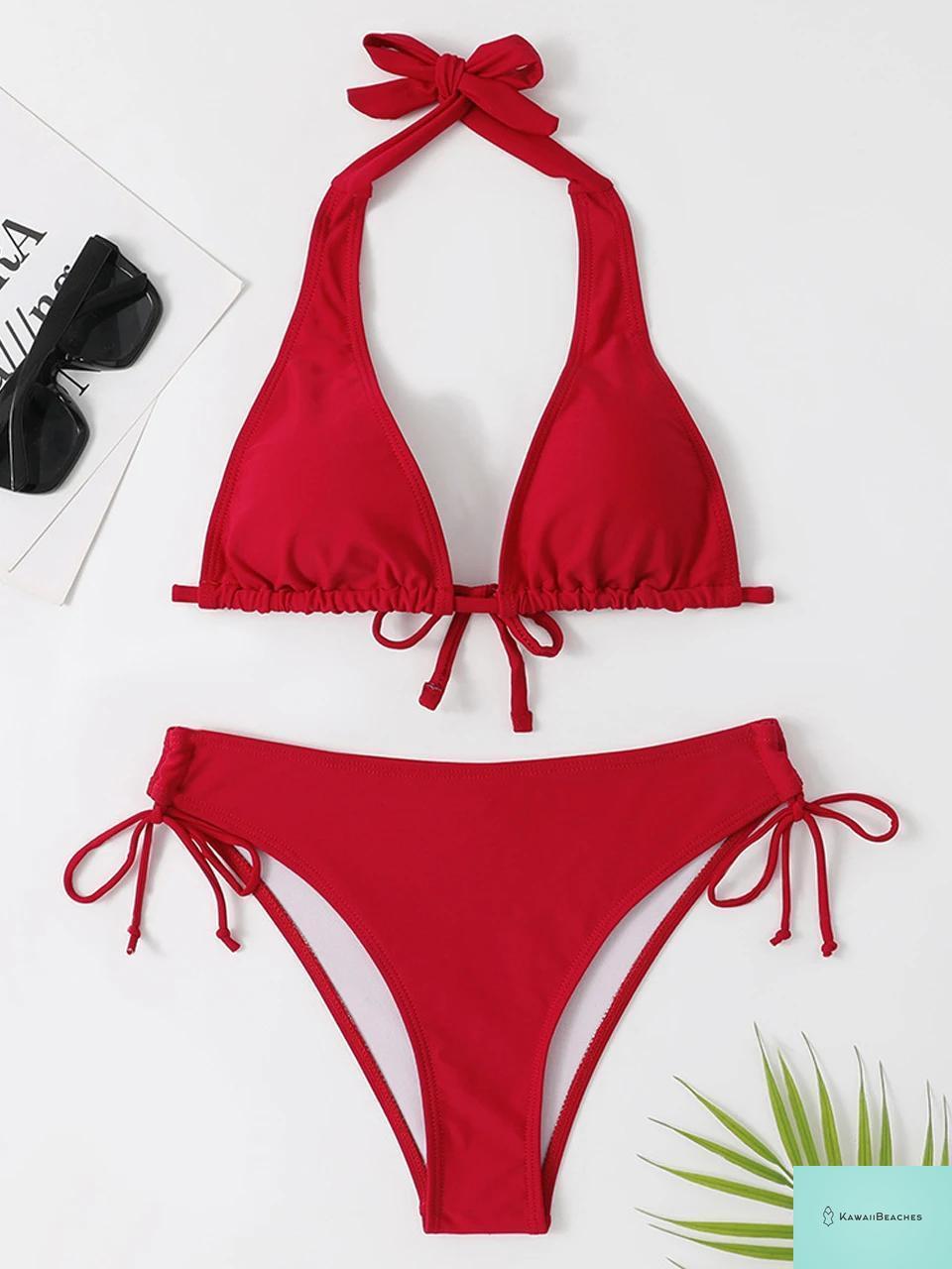 Halter Triangle Padded Bikini Set for Women