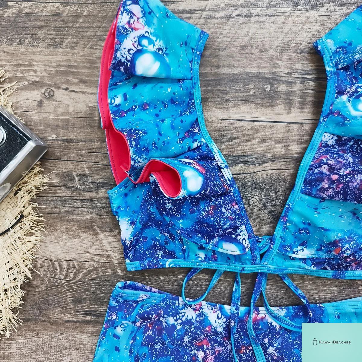 Floral Printed High Waist Bandage Bikini Set