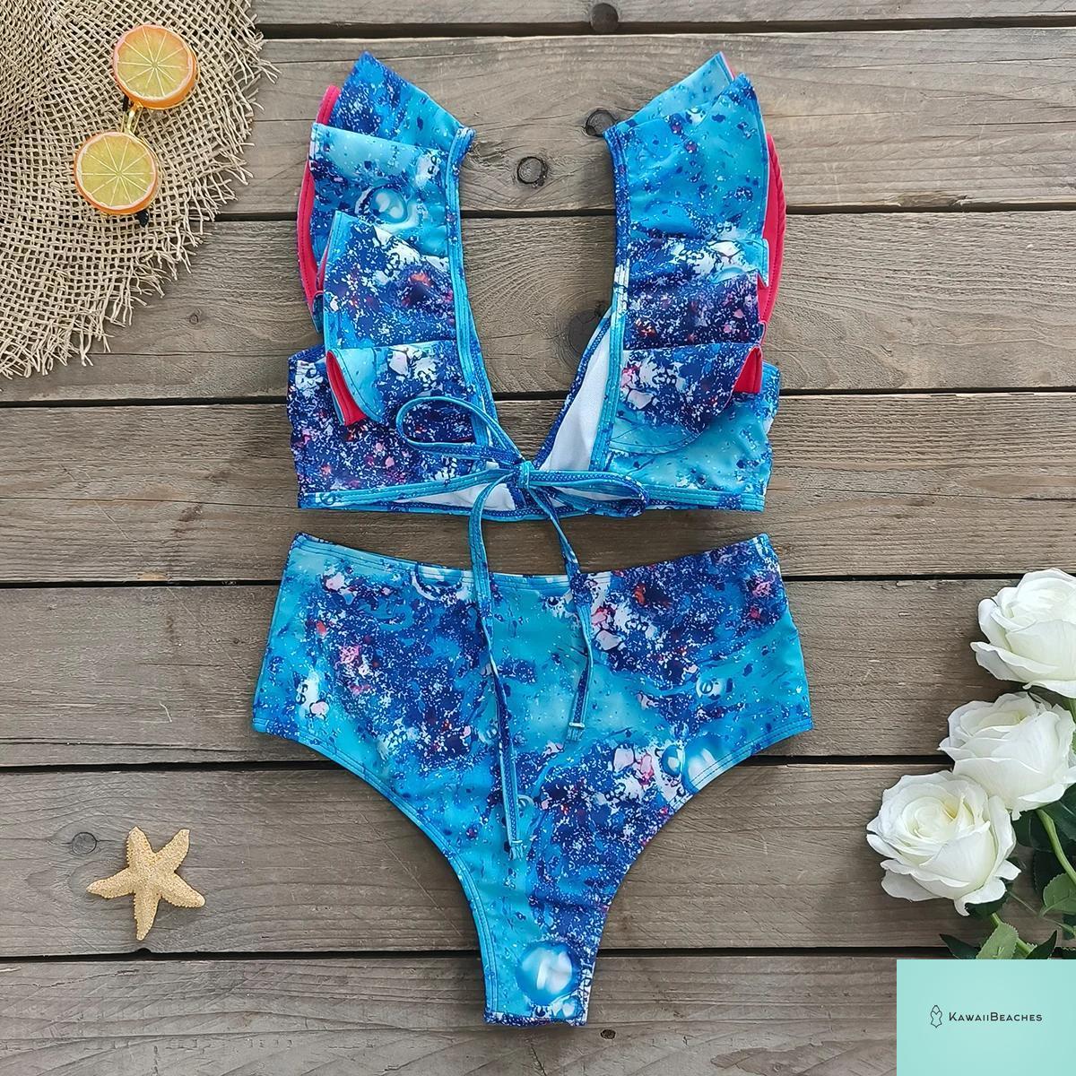 Floral Printed High Waist Bandage Bikini Set
