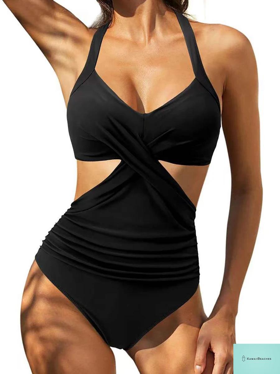 Kawaii Printed Halter One Piece Swimsuit