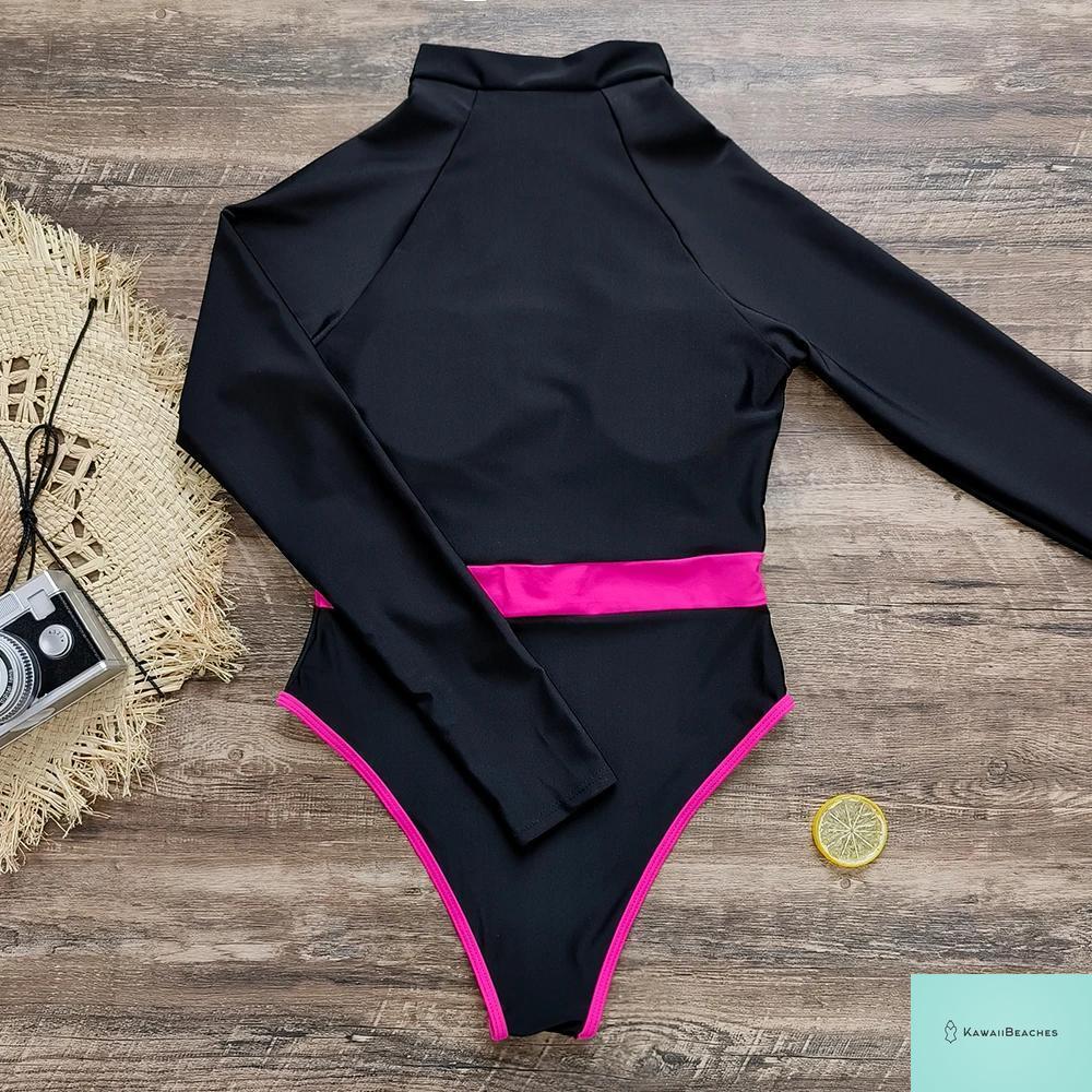 Womens Long Sleeve Surfing Swimsuit Monokini