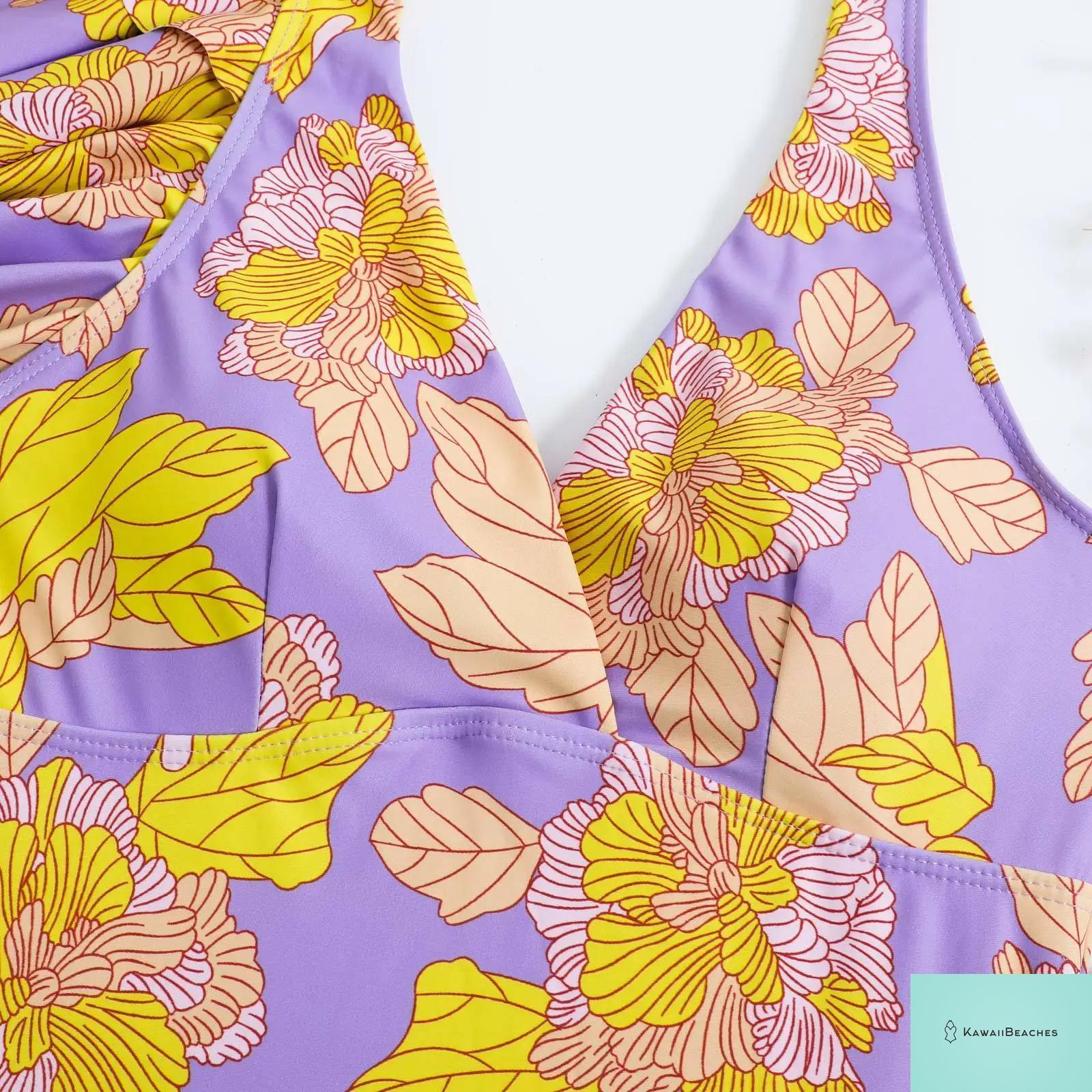 Floral Ruffle Push Up Bikini Set