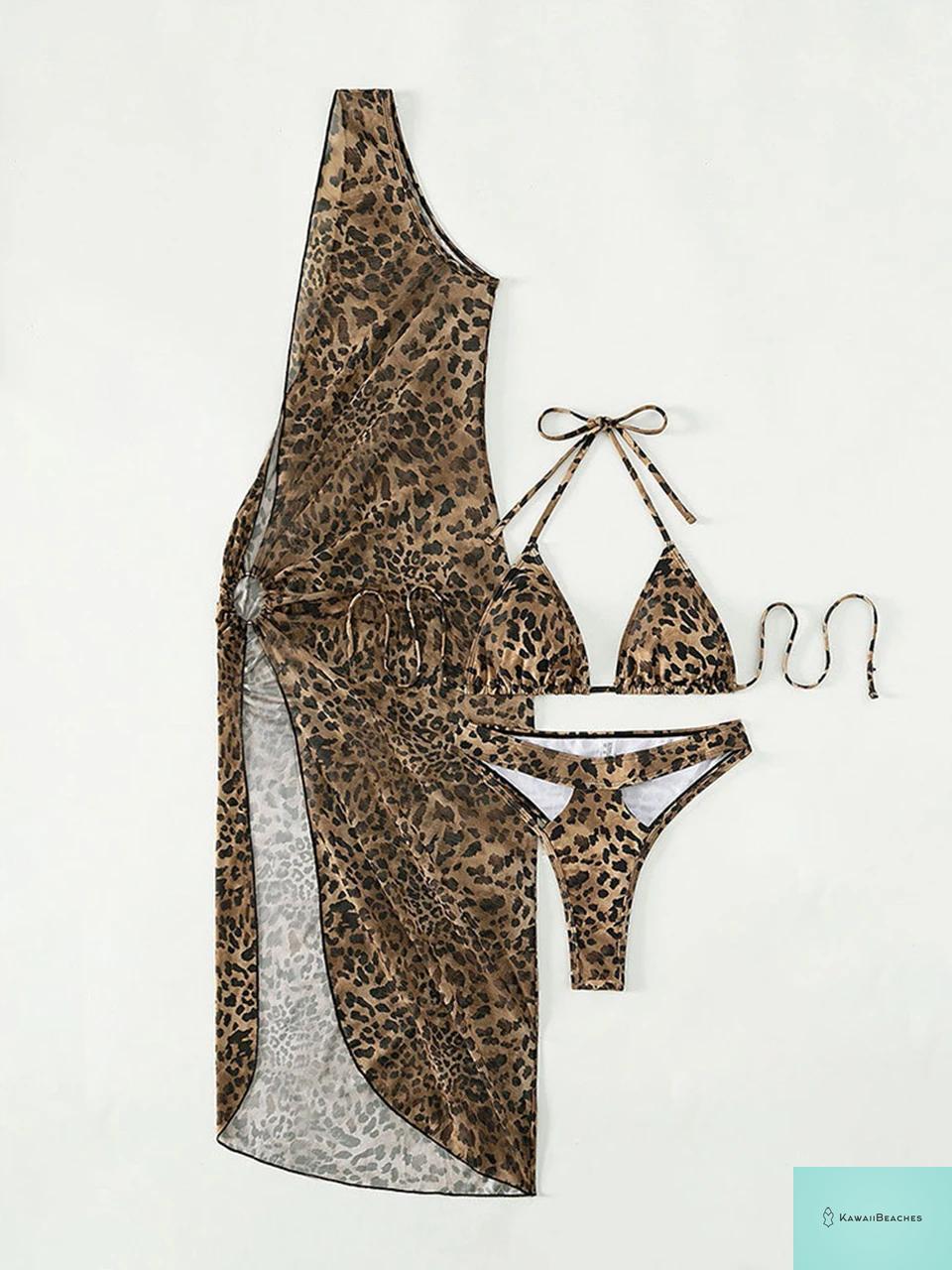 Leopard Print Cut Out Bikini Set