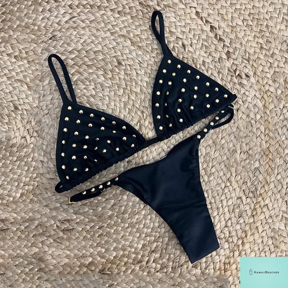 Stylish High Waist Golden Bikini Set