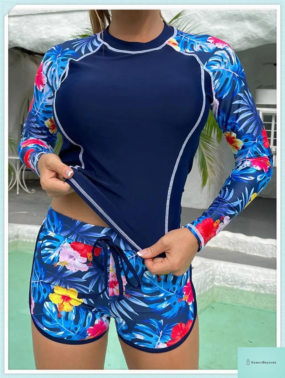 Tropical Long Sleeve Rashguard Swimsuit