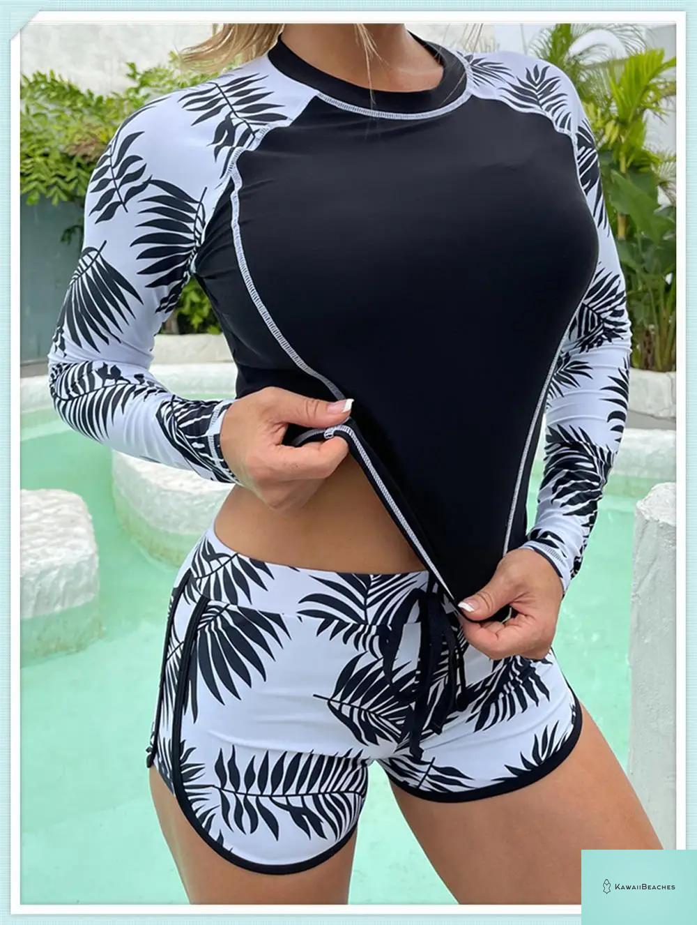 Tropical Long Sleeve Rashguard Swimsuit