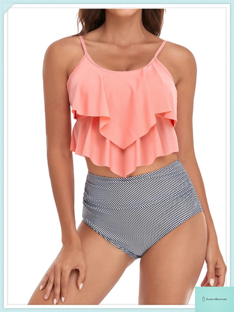 Ruffle Floral High Waist Bikini