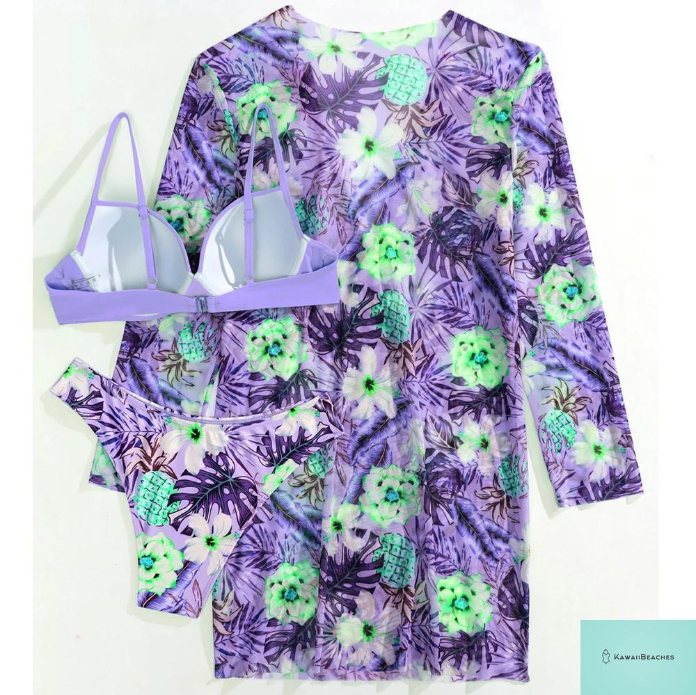 Womens 3 Piece Long Sleeve Swimsuit