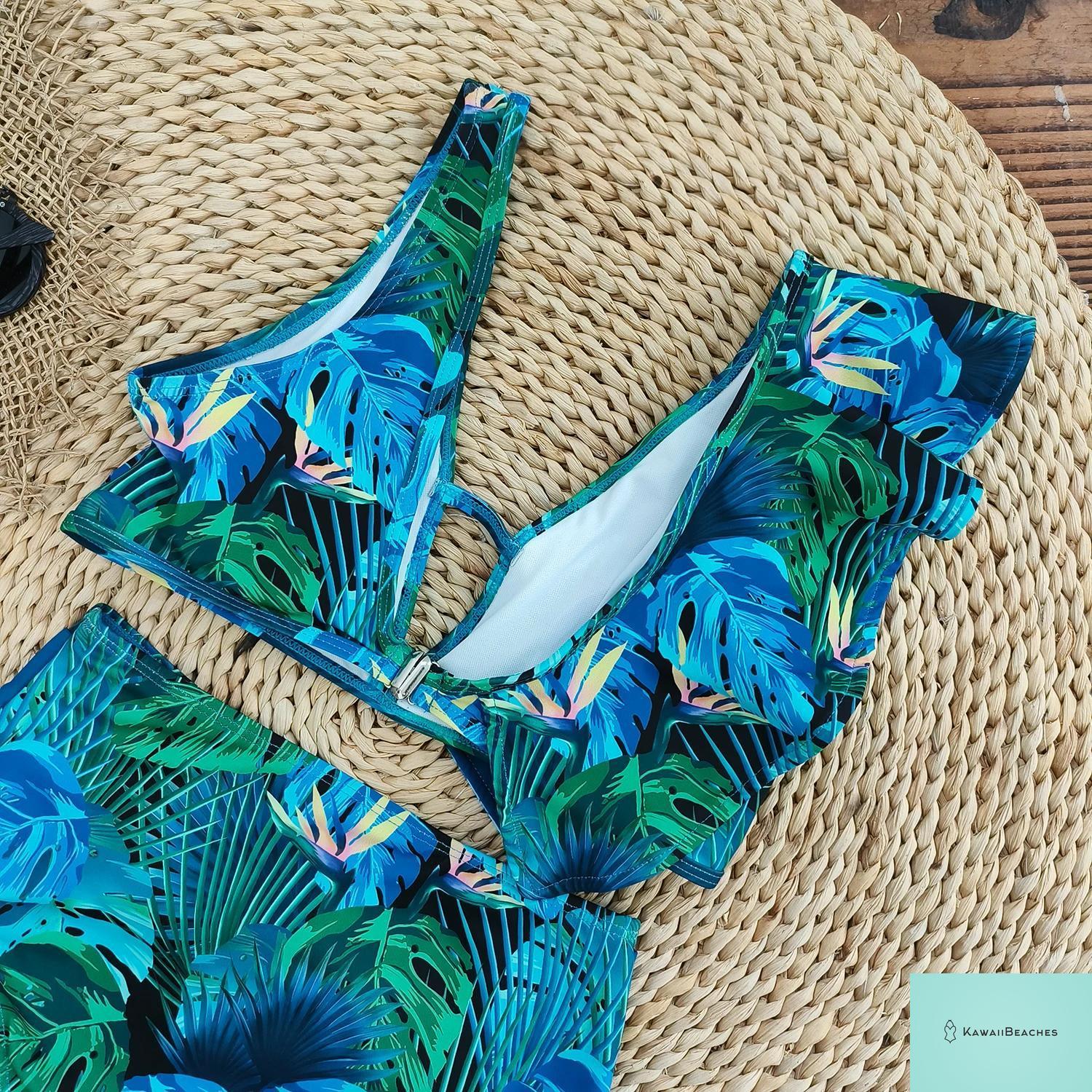 Floral Printed High Waist Bandage Bikini Set