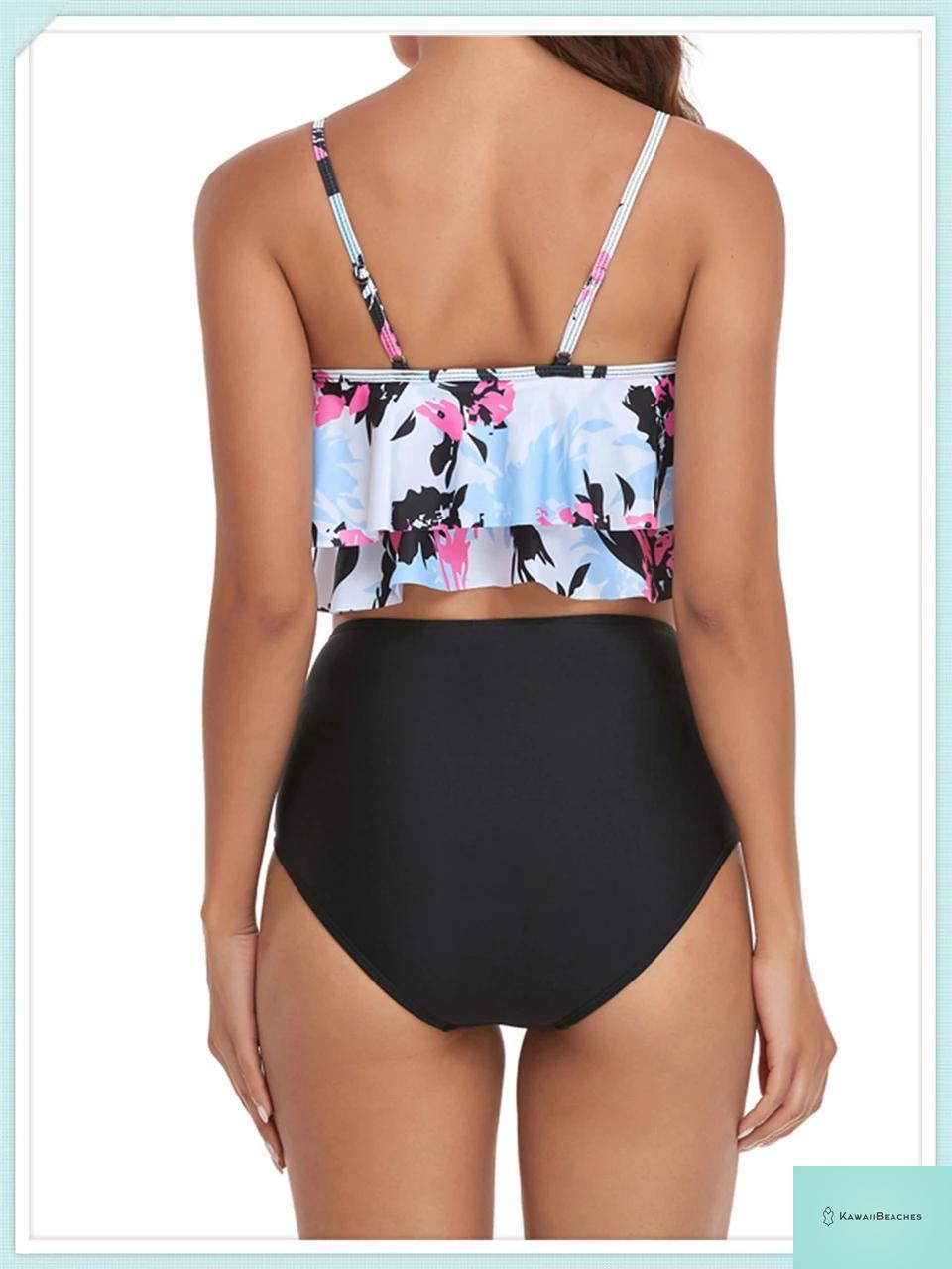 Ruffle Floral High Waist Bikini