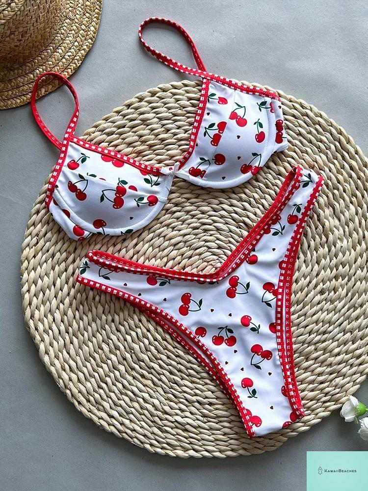 Kawaii Printed Push Up Bikini Set