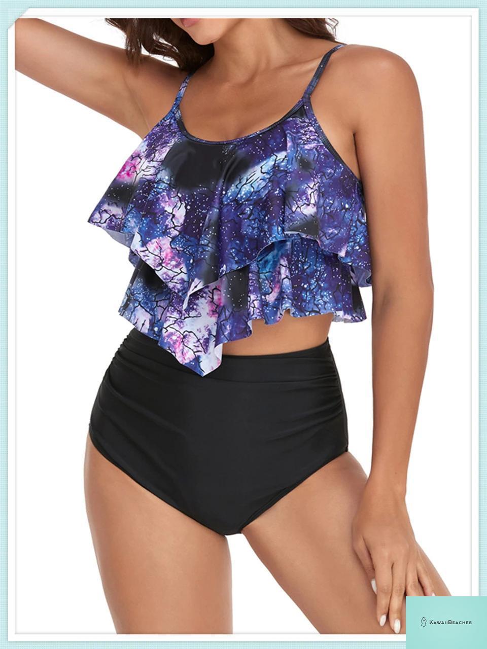 Ruffle Floral High Waist Bikini