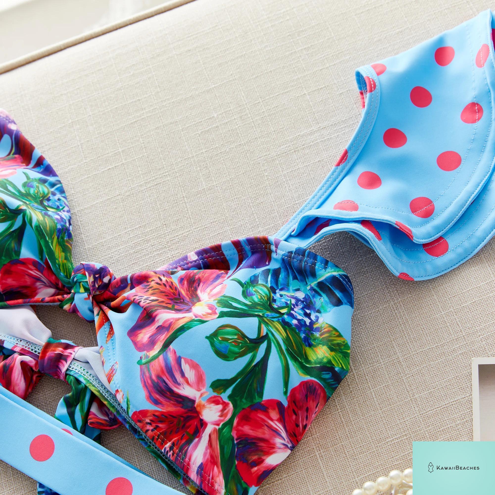 Floral Printed High Waist Bandage Bikini Set
