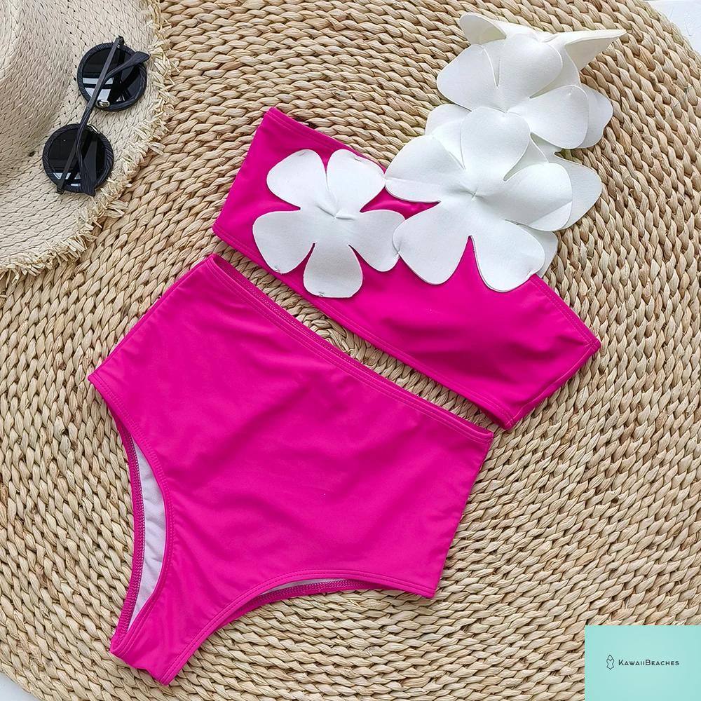 High Waist Ruffled Print Bikini Set
