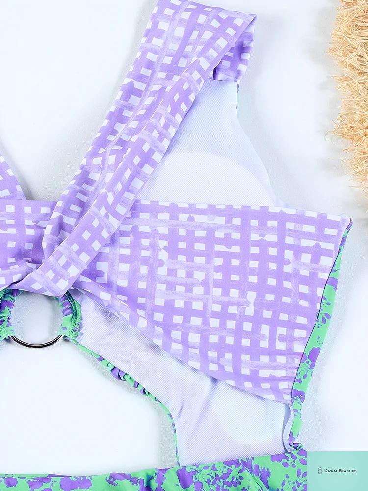 Kawaii Floral Ruffle One-Piece Swimsuit