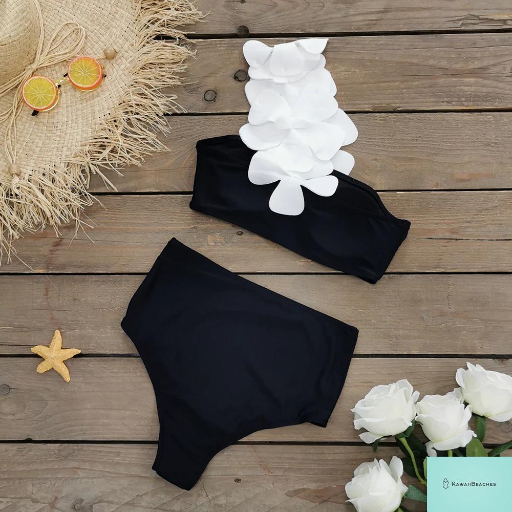 High Waist Ruffled Print Bikini Set