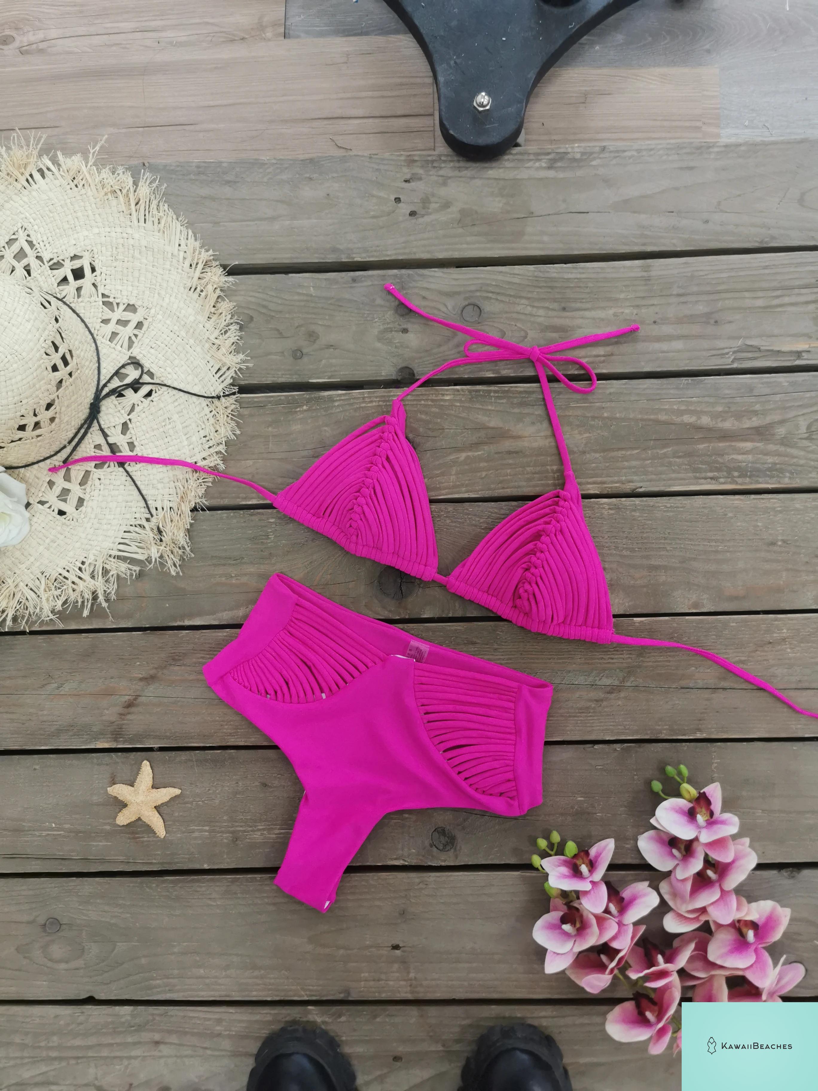 Kawaii Stripes Lace-Up Brazilian Bikini Set