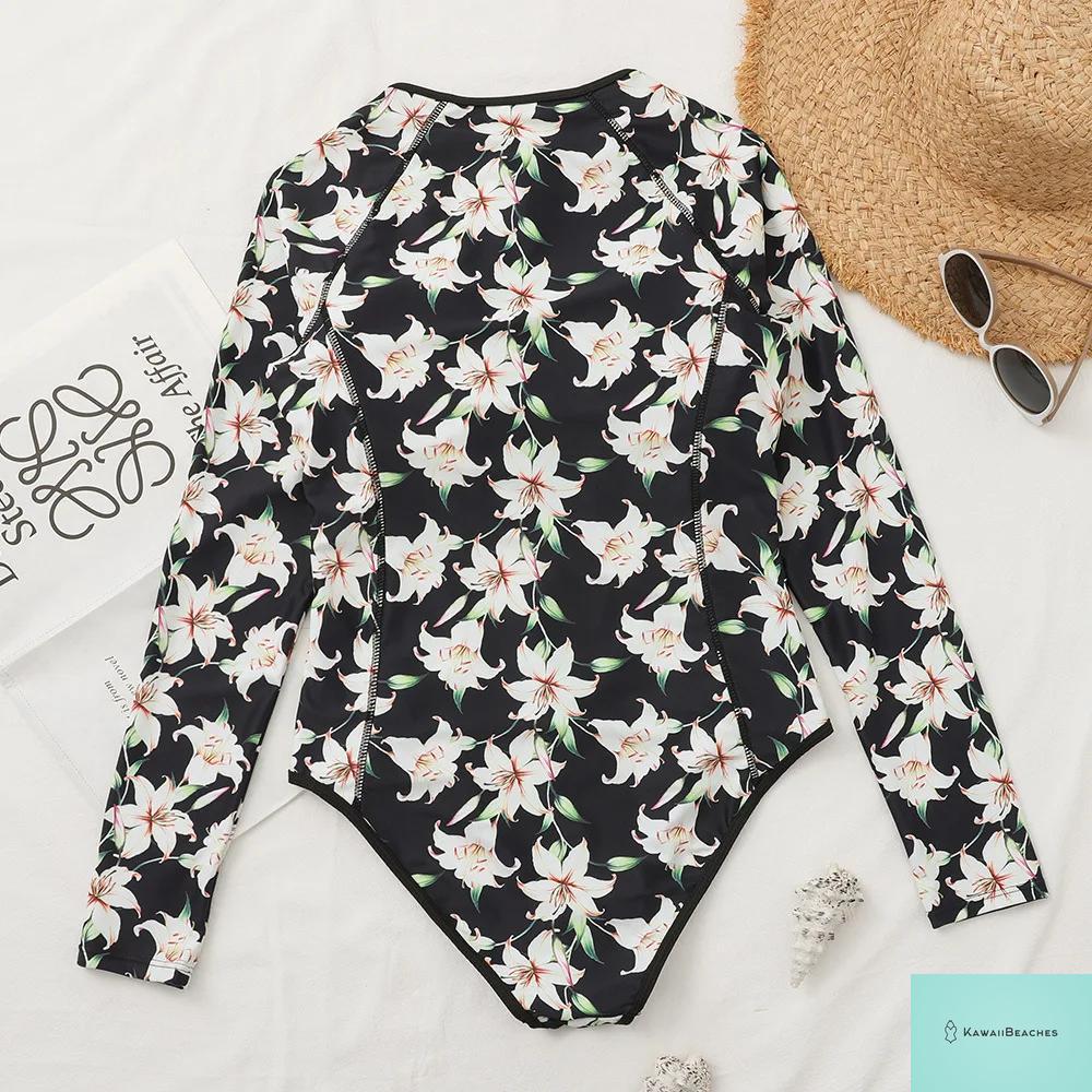 Womens Long Sleeve Surfing Swimsuit Monokini