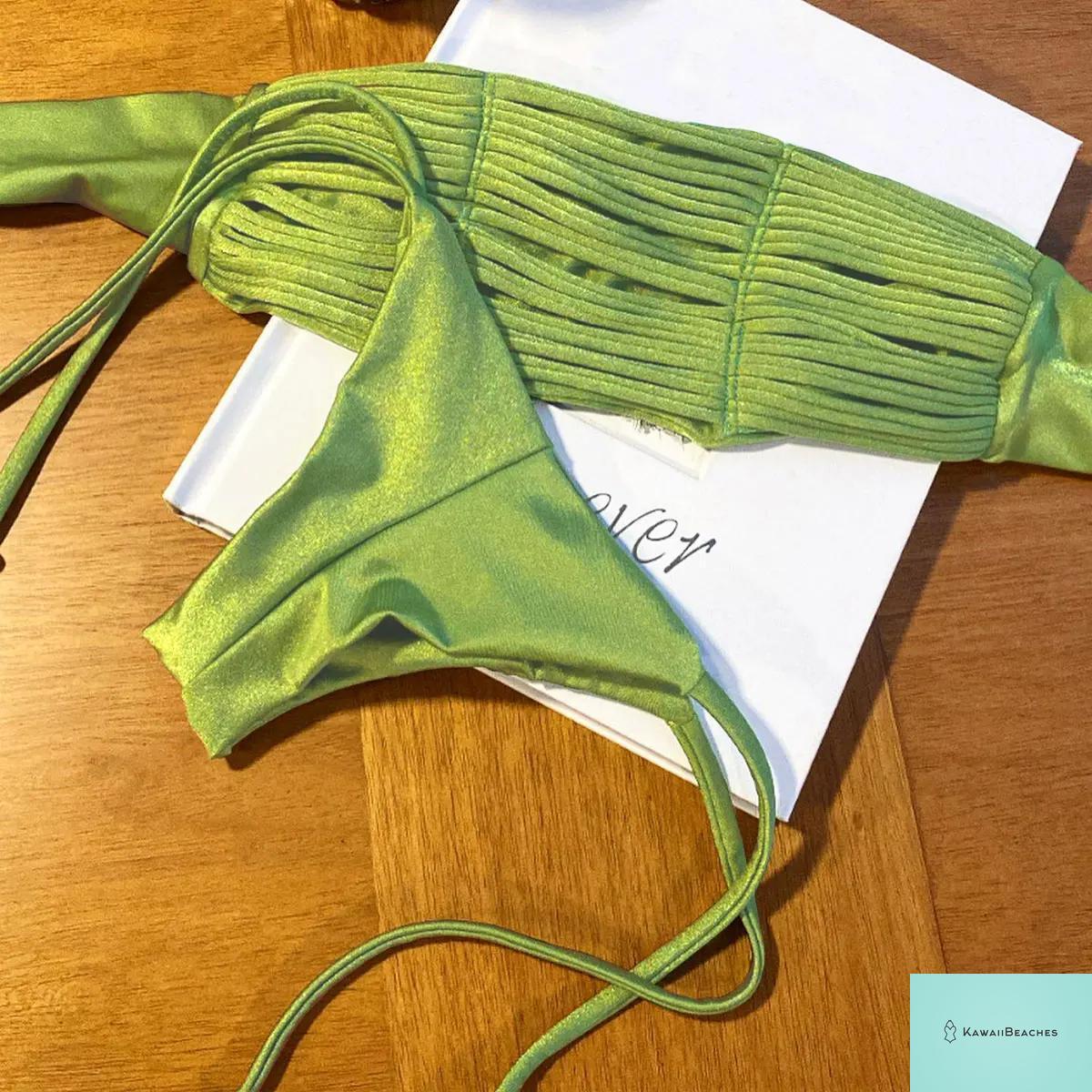 Kawaii Stripes Lace-Up Brazilian Bikini Set