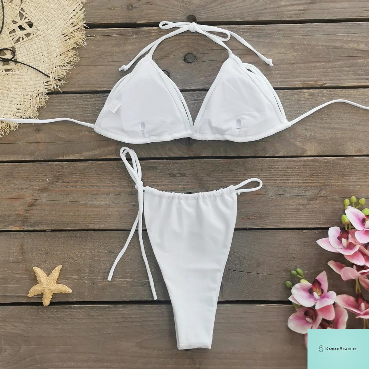 Kawaii Stripes Lace-Up Brazilian Bikini Set